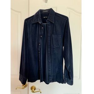Navy Blue DKNY Soft Corduroy Button-up